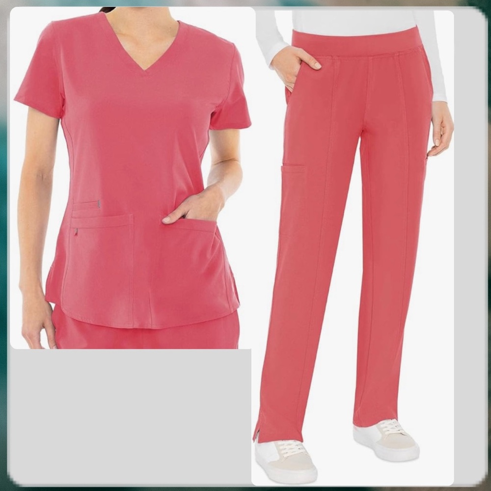 Med Couture Coral Scrub Top XS